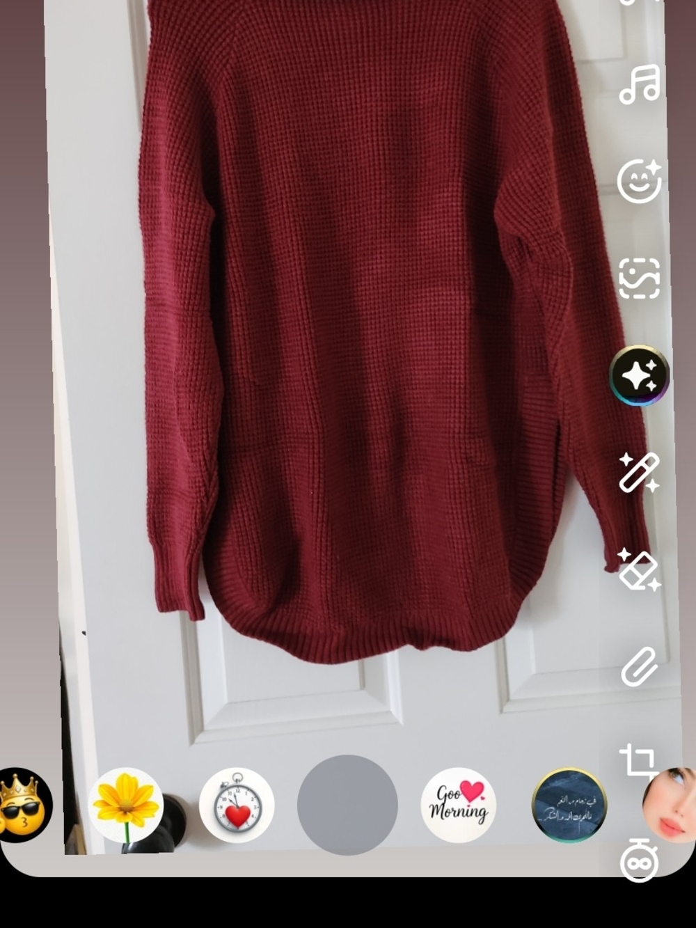 Women’s Waffle Knit Crewneck Sweater - Burgundy